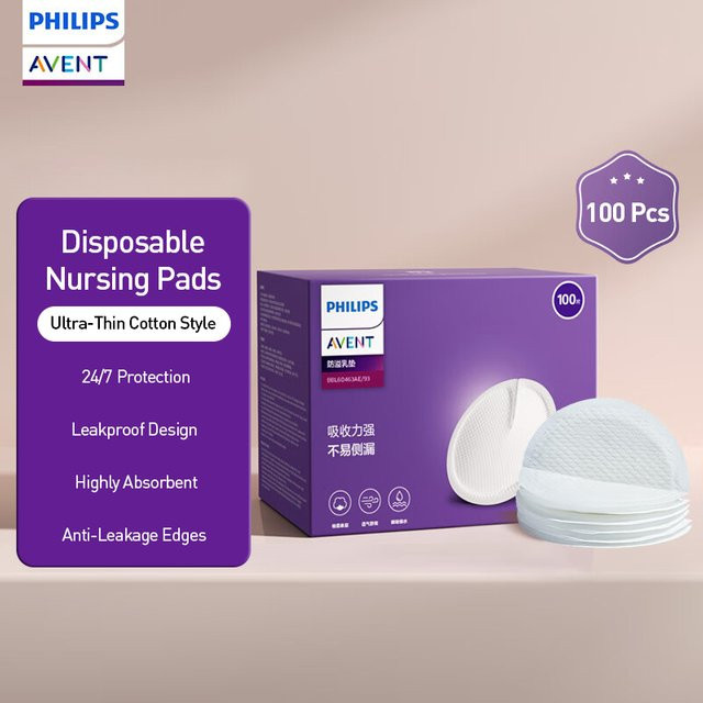 Philips Avent Einweg-Stilleinlagen 3D, 100 Stück, Weiß, atmungsaktiv und weich mit SAP-Absorber - Bild 1