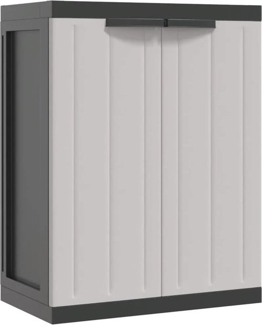 vidaXL Gartenschrank aus Kunststoff in Grau und Schwarz mit Regalböden und Schloss, B/T/H: 65 x 37 x 85 cm - Bild 1