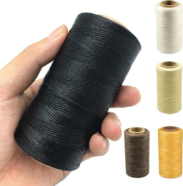 Gewachstes Nylon-Leder-Nähgarn in Schwarz, 260 m für Lederhandwerk, Buchbinden und Schuhreparatur - Bild 1