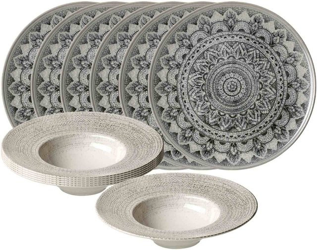 Ritzenhoff & Breker Gourmet-Set Rimini Mandala aus Keramik in Beige, Grau und Multicolour, 12er Set - Bild 1