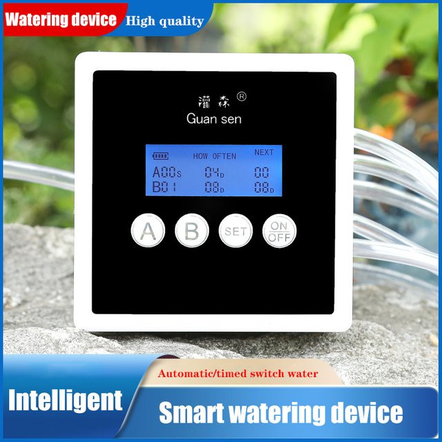 Intelligentes Tropfbewässerungs-System mit Wasserpumpen-Timer und automatischem Gartenbewässerungsregler in Weiß - Bild 1