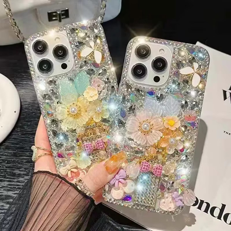 Sunjolly Strass Handyhülle mit Diamant-Design für iPhone 16 15 14 13 12 11 Pro Max in Grün Multicolour - Bild 2