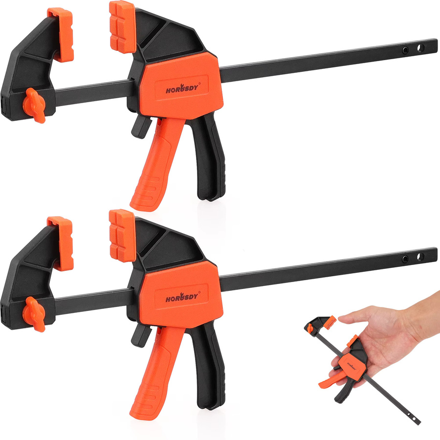 HORUSDY 2er-Pack Mini-Stabklemmen für die Holzbearbeitung, 6 Zoll Schnellklemmen F-Klemmen mit 75 Pfund Lastbegrenzung - Bild 4