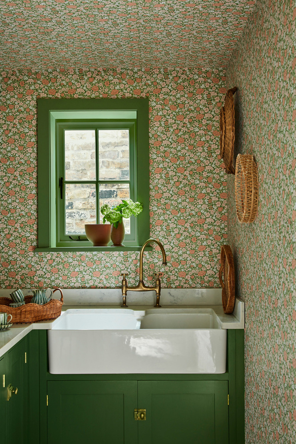 Little Greene Tapete Spring Flowers Garden in Blau Weiß Multicolour Vlies-Botanical Floral Country House Design - Bild 1
