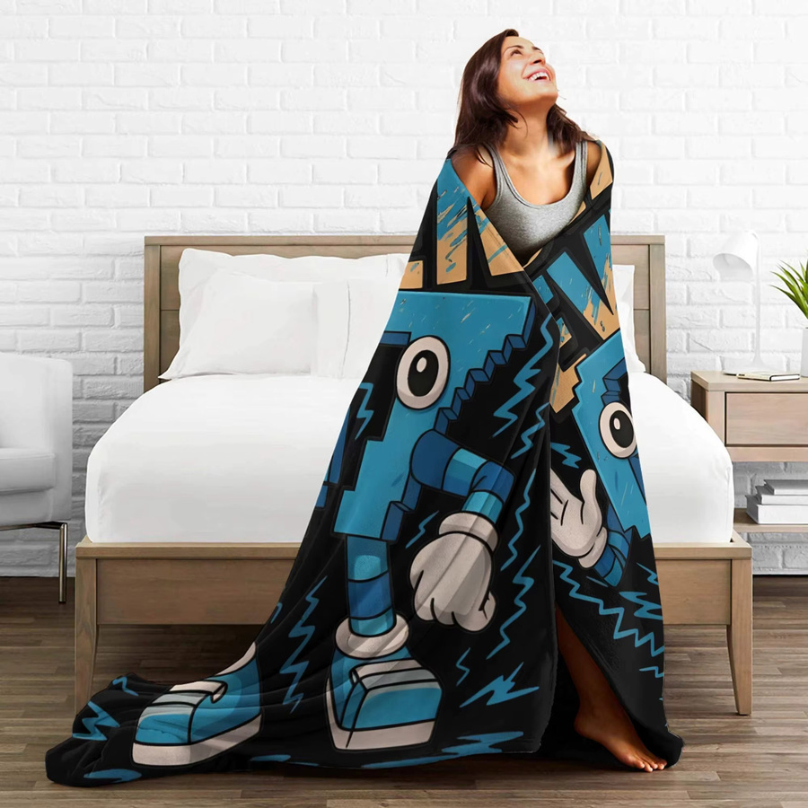 67 Six Seven Lustige Fleece-Decke in Blau, flauschiger Überwurf für Damen und Herren - Bild 4
