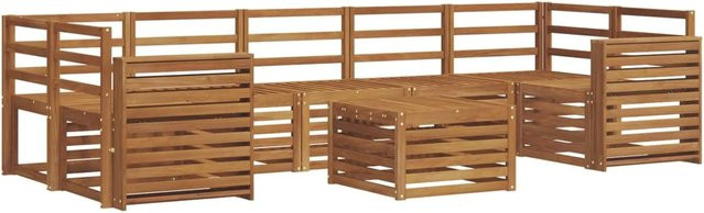 vidaXL Sofagarnitur 8-teilig aus Massivholz Akazie in Natur Braun im U-Shape Design - Bild 1