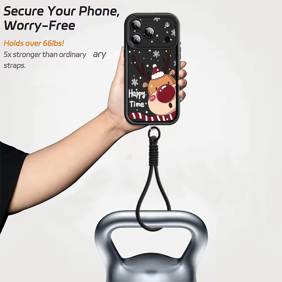 YISHANGOU Handyhülle mit Weihnachts-Hirsch-Druck und Riemen für iPhone 17 Pro Max, 16, 15, 14, 13, 12, 11 Pro Max, stoßfeste weiche TPU-Abdeckung, Multicolor - Bild 3
