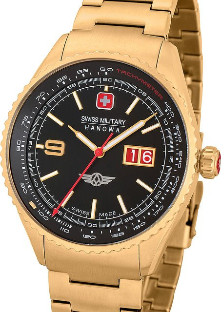 Swiss Military Hanowa Afterburn Armbanduhr, Quarz, Edelstahl, Schwarz, 43 mm, Herren - Bild 1
