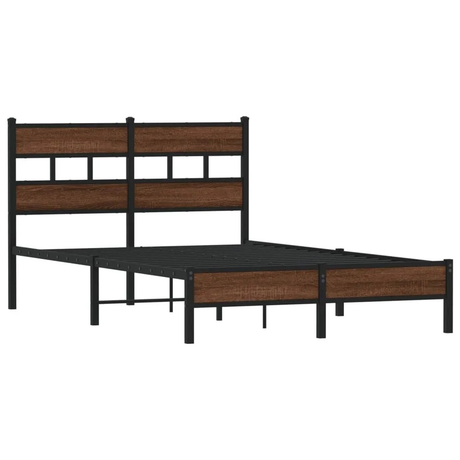 vidaXL Bettgestell in Eiche Braun aus Holzwerkstoff und Metall, B/T/H: 120 x 200 x 91,5 cm - Bild 2