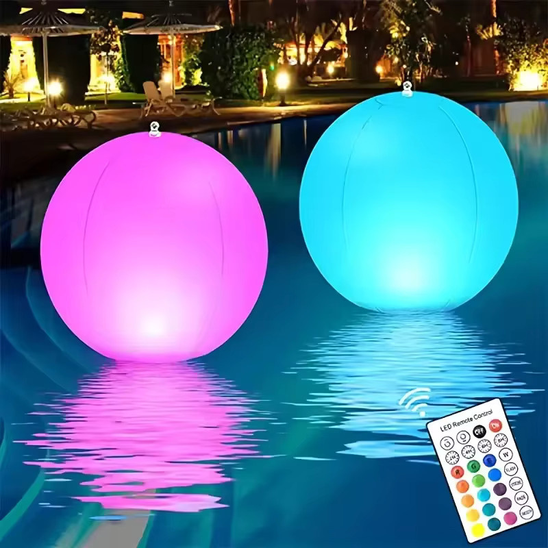 NovaSphere Schwimmende Pool-Lichter mit 16 Farben, LED aufblasbarer Strandballon, Multicolor, Durchmesser: 90 cm - Bild 2