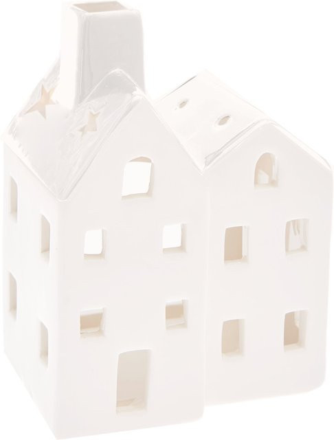 Rico Design Keramik-Kerzenhalter Haus in Weiß, B: 10,5 cm, T: 8,5 cm, H: 14,5 cm - Bild 1