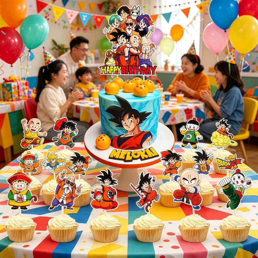 Bandai Dragon Ball Z Geburtstagsparty-Dekorationsset in Multicolour mit Happy Birthday Banner und Tortendekoration aus Papier - Bild 3