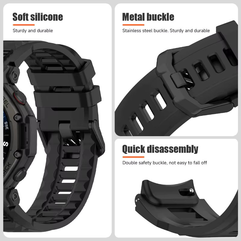 Huami Uhrenarmband Silikon, Schwarz, Unisex - Bild 4