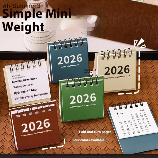 Kreativer Mini Tischkalender 2025-2026 als Spulenkalender für deinen Schreibtisch in Grün und Multicolour - Bild 1