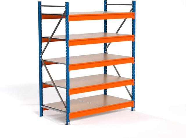 PROREGAL Industrie Weitspannregal MAXIMUS PRO Lagerregal mit 5 Spanplatten-Fachböden, Blau/Orange, H x B x T: 200 x 150 x 80 cm - Bild 1
