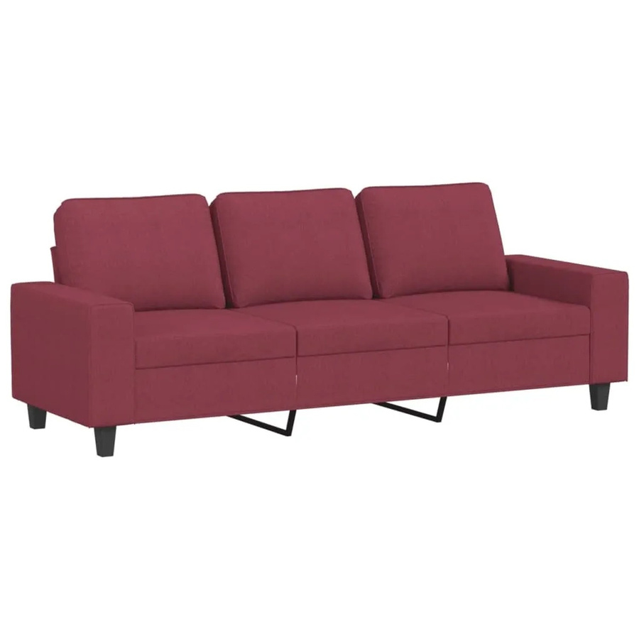 vidaXL 3-Sitzer-Sofa in Weinrot mit Stoffbezug und modernem Design, Breite: 180 cm, Tiefe: 80 cm, Höhe: 77 cm - Bild 2
