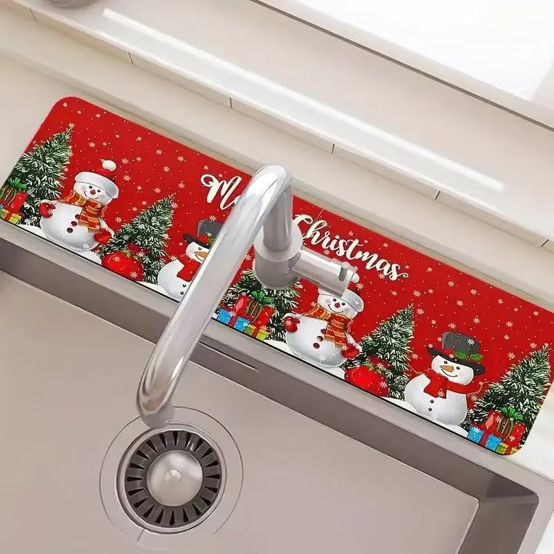 VIKAMA Weihnachts-Wasserhahn-Pad, saugfähiges Pad für das Waschbecken in Multicolor, rechteckig - Bild 3