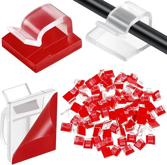 Mrgabwte Selbstklebende Kabelklemmen für Schreibtisch und Kabelzubehör, transparent, 10–50 Stück - Bild 1