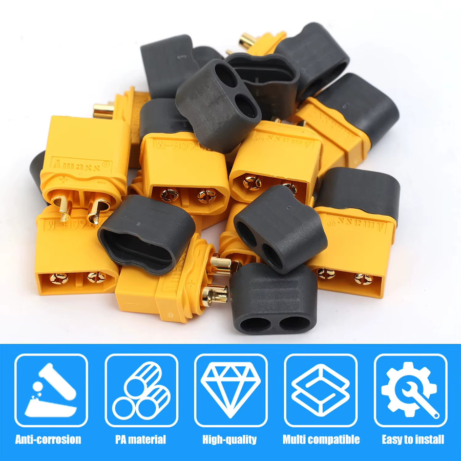 PYLRC XT60 Stecker XT60H Männlich Weiblich Rundstecker Netzstecker, Gelb - Bild 5