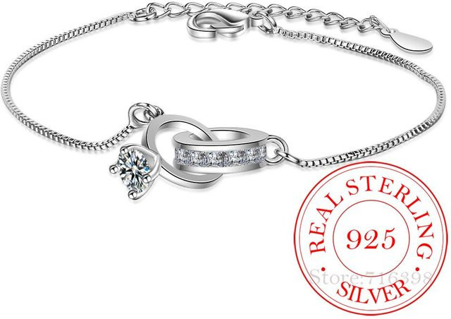 Allbestart Charm Armband, 925 Silber, Kristall, Zirkonia, Damen, Weiß - Bild 1