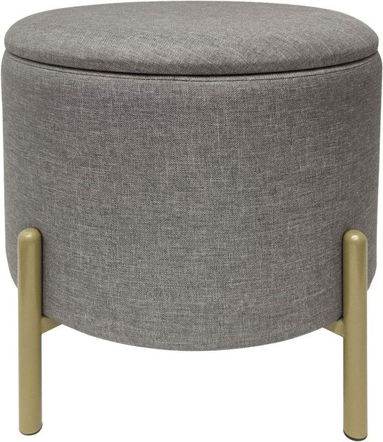 ECHTWERK Sitzhocker Logan mit Samtbezug in Grau und Gold, B/T/H: 36 x 40 x 40 cm - Bild 1