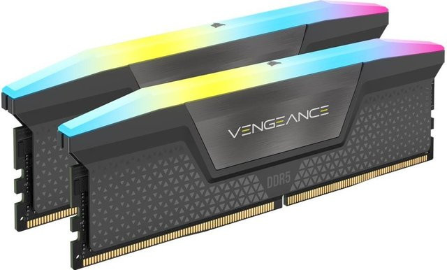 Corsair Vengeance RGB DDR5 Arbeitsspeicher 32GB Kit 2x16GB 6000MT/s CL38 Grau mit AMD EXPO und Intel XMP - Bild 1
