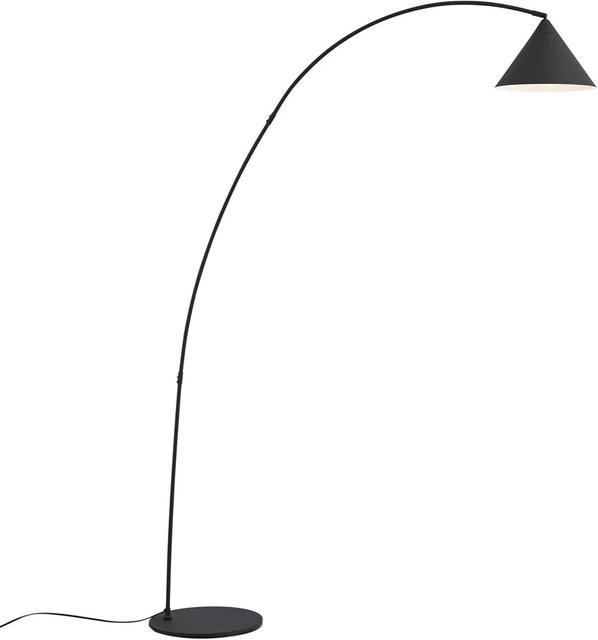 QAZQA Retro Stehlampe Triangolo in Schwarz mit weißer Innenseite aus Metall für Schlafzimmer und Leseecken - Bild 1