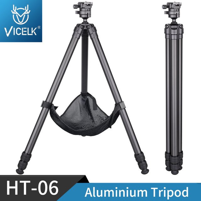 VICELK HT-06 Professionelles Fotostativ aus Aluminiumlegierung in Schwarz mit Ballkopf und 2-in-1 Picatinny-zu-Arca-Swiss-Adapter, Höhe: 155 cm - Bild 1