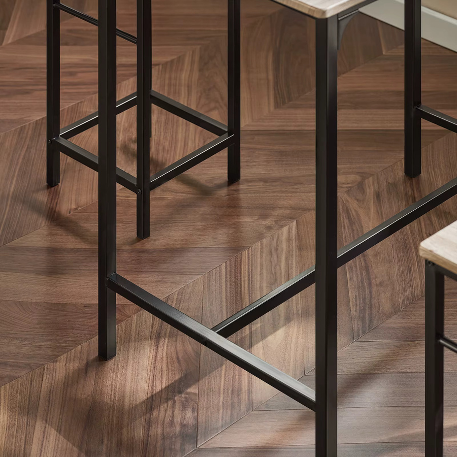 SoBuy Essgruppe OGT11 Bartisch Set 5-teilig in Grau-Schwarz mit 4 Hockern - Bild 2