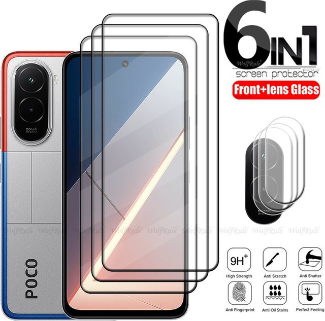 Xiaomi Poco M7 4G 6-in-1 Schutzset mit gehärtetem Glas Displayfolie und Objektivschutz in Transparent - Bild 1