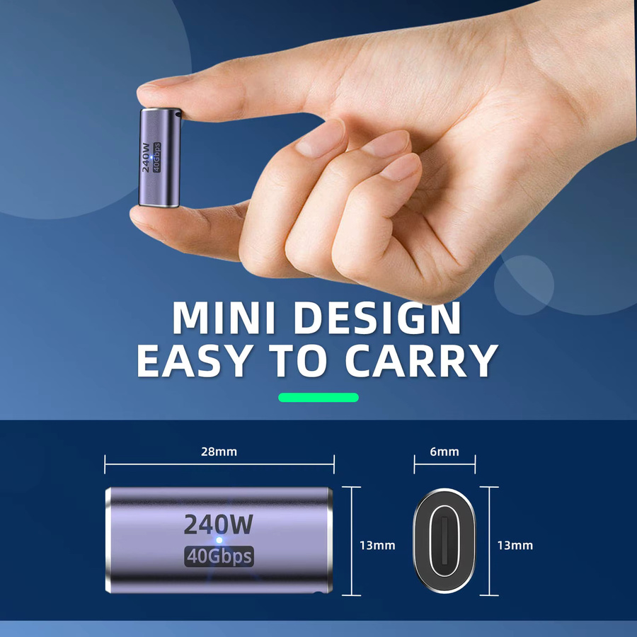 NNBILI USB4.0 C auf C Adapter Koppler mit LED-Anzeige, 240 W, 40 Gbit/s, unterstützt 8K Audio und Video - Bild 4