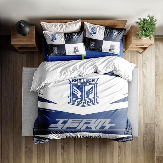 Lech Poznań Bettwäsche-Set aus Mikrofaser in Blau mit Motiv, B/H: 228 x 228 cm - Bild 1