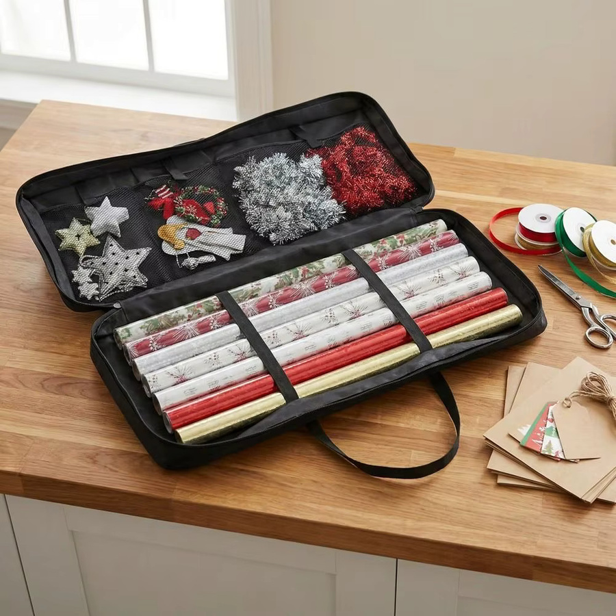 Staubdichte Geschenkpapier-Aufbewahrungstasche aus Vliesstoff mit Reißverschluss und großer Kapazität in Grün und Schwarz - Bild 2