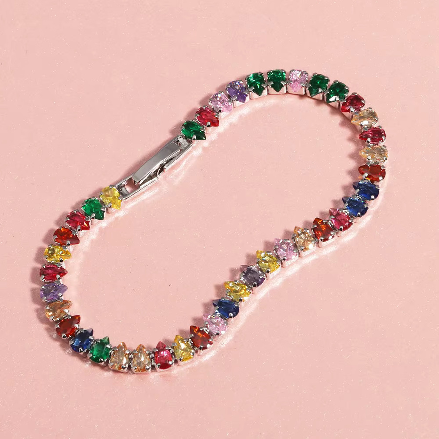YUYAN Armband, Regenbogen-CZ-Tennis-Zirkon, mehrfarbiger Kristall, Damen - Bild 3