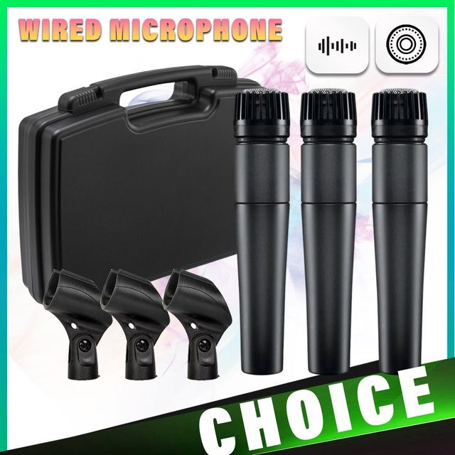 Shure SM-57 3-teiliges XLR-Mikrofon-Set mit Ständer und Koffer in Schwarz - Bild 1
