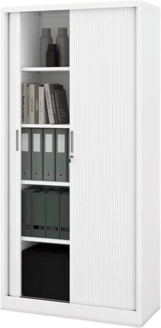 DELUKE Aktenschrank mit Rolladentüren aus Stahl in Weiß, abschließbar, H x B x T: 185 x 90 x 45 cm - Bild 1