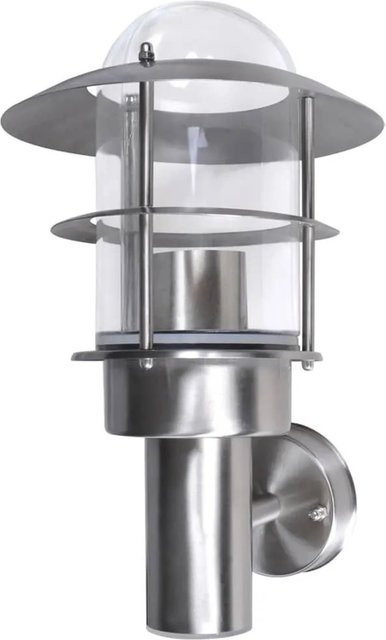 vidaXL LED Wandleuchte für Außenbereich aus Edelstahl und Glas in Silber, IP44 wetterfeste Außenlampe für Terrasse und Garten mit E27 Fassung - Bild 1