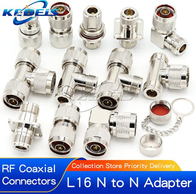 KEBEIS N-Typ auf N-Stecker 3-Wege-Verteiler T-Typ RF-Koaxialadapter 90-Grad-Winkel Flansch in Silber - Bild 1