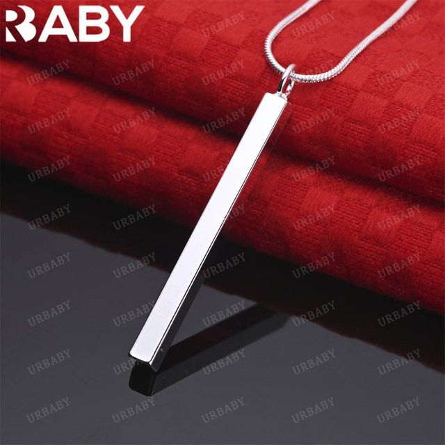 URBABY Halskette mit vertikalem Stab-Anhänger, 925 Silber, Unisex, 40–75 cm - Bild 1