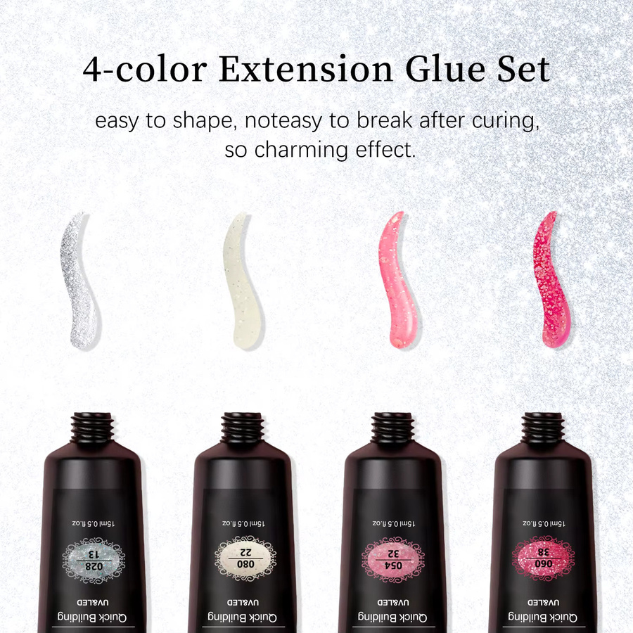 Duollingdai Poly Gel Nagel-Set Starter-Kit, Transparent & Glitzernd, Unisex - Bild 3