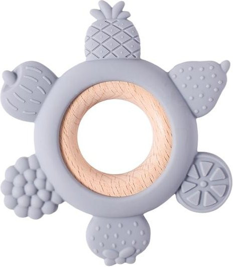 Binchi Baby Beißring aus Silikon mit Rasselfunktion in Blau, BPA-frei, für Säuglinge von 0 bis 12 Monaten - Bild 1