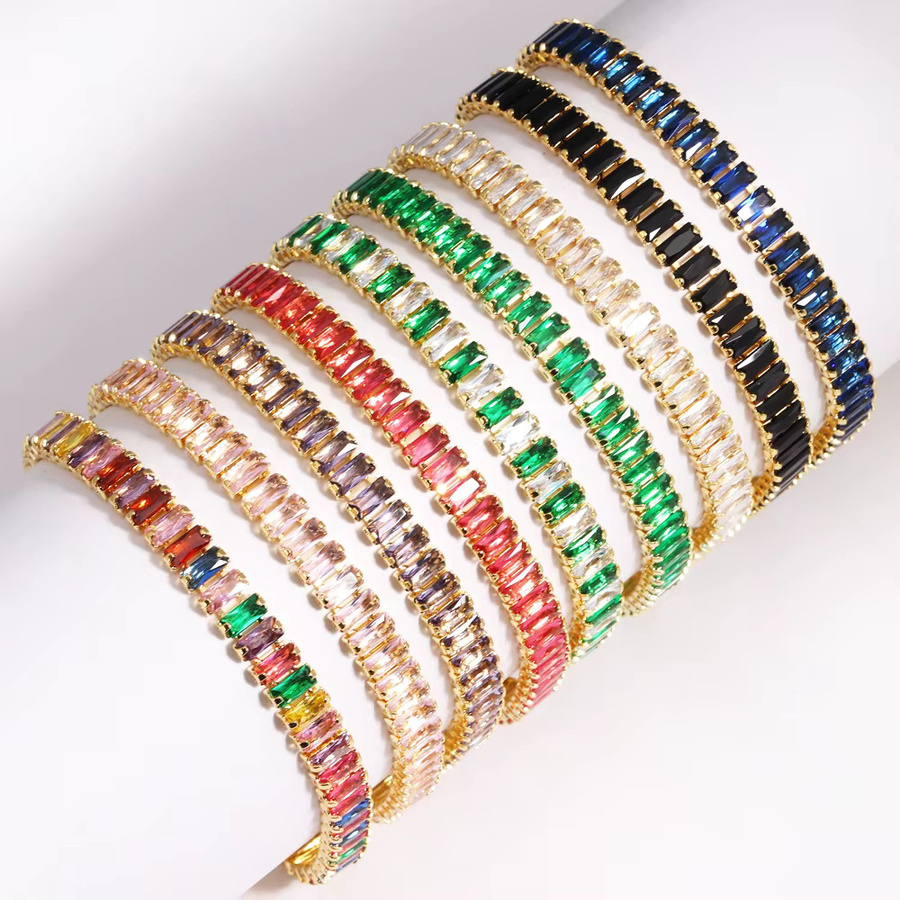 YUYAN Armband, Gold Farbe, Zirkon, Weißes Quadrat, Kristall, Damen - Bild 2