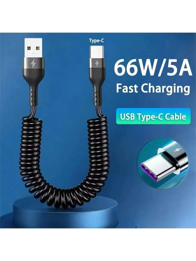 USB Typ C Schnellladegerät mit 66W und versenkbarem Kabel für Huawei, Xiaomi und Redmi, PD Schnellladefunktion, Farben: Schwarz oder Weiß - Bild 7