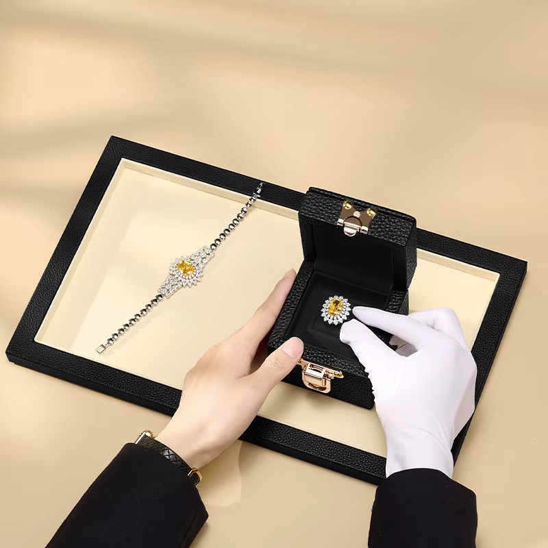 Oirlv Ringbox aus echtem Leder, Metallverschluss, Unisex - Bild 3