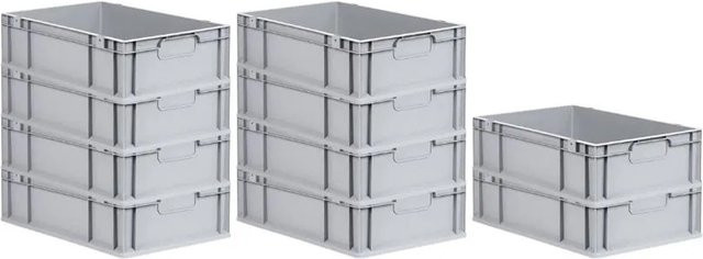 PROREGAL Spar Set 10x Eurobox Nextgen Economy Transportboxen mit Griffen, Grau, H x B x T: 17 x 40 x 60 cm - Bild 1