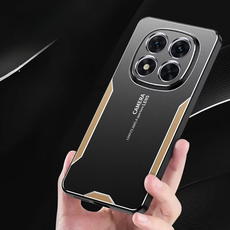 Stoßfeste Business-Schutzhülle aus Aluminiumlegierung mit matter Oberfläche für Xiaomi Redmi Note 15 Pro Plus, Redmi Note 15, Redmi Note 14 Pro und Poco M8 Pro inklusive Metall-Kameraschutz in Gold oder Schwarz - Bild 3