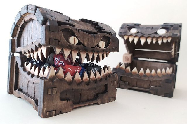 Dungeons & Dragons Mimic Holz-Spielfigur als Monster-Schatztruhe - Bild 1