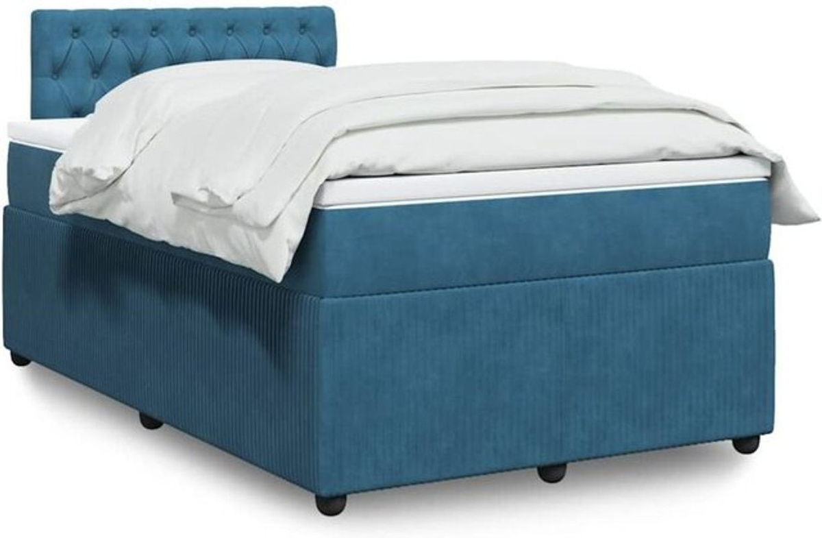 vidaxl Boxspringbett mit Matratze aus Samt in Blau, B/T/H: 190 x 120 x 100,5 cm - Bild 1