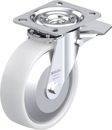 Blickle Lenkrolle L-PO 125KA-ST-FA mit Feststeller, Rad-Durchmesser: 125 mm, Tragfähigkeit: 250 kg, Farbe: Weiß - Bild 1