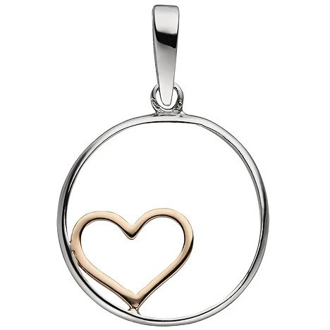 Colfem Anhänger Herz, 925 Sterling Silber, bicolor vergoldet, Unisex - Bild 1